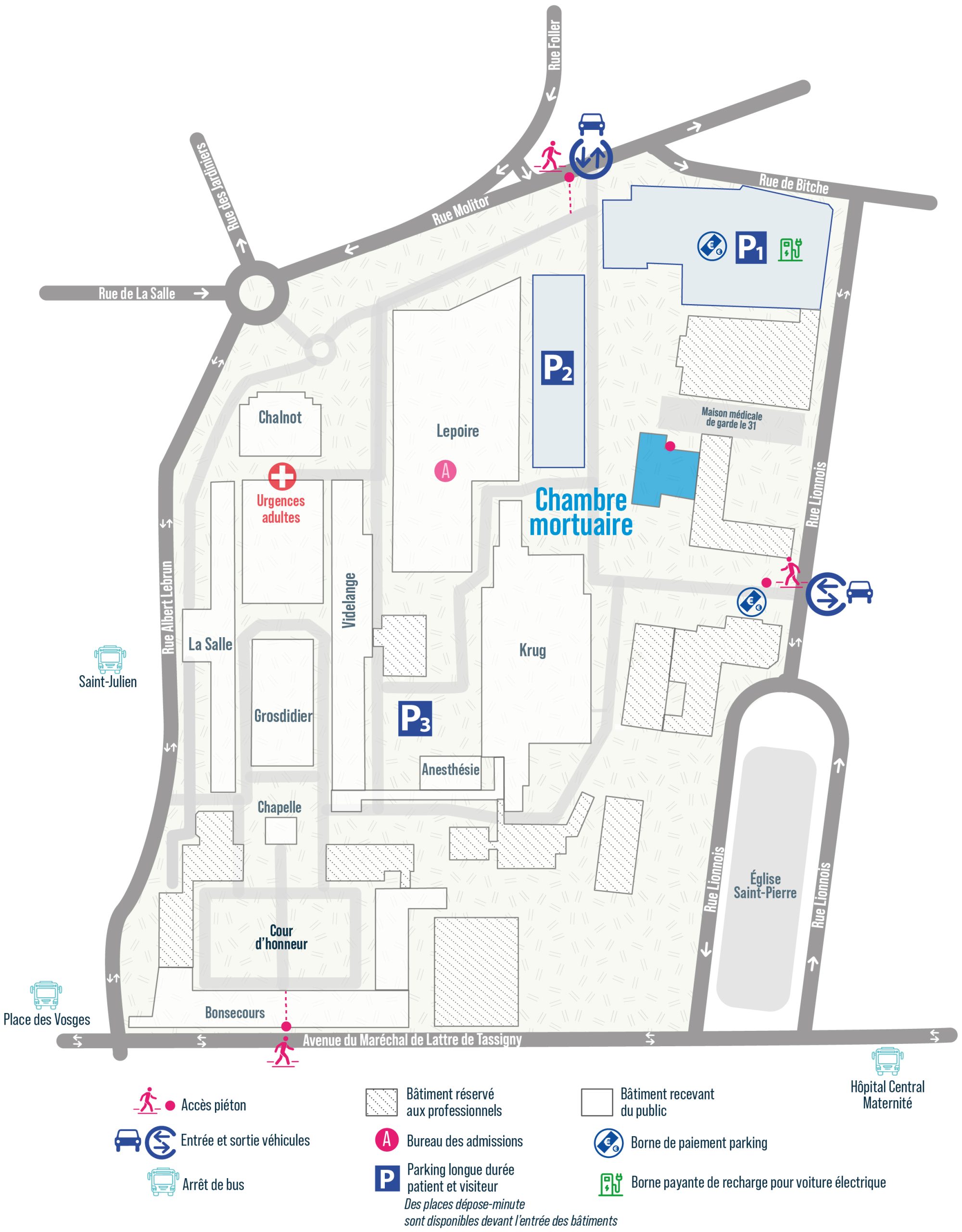 Plan du site — Chambre mortuaire – Hôpital Central