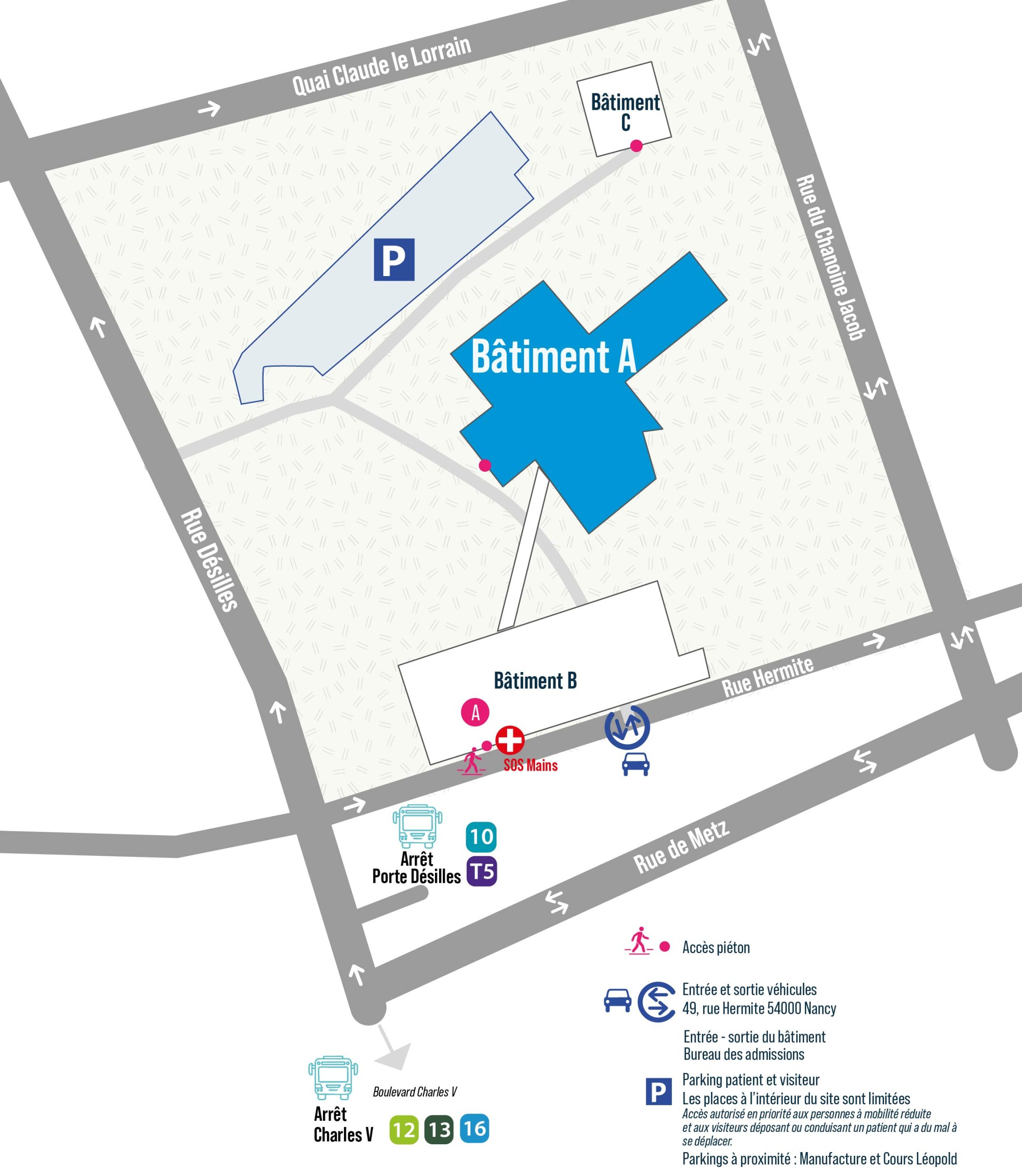 Plan du site — Bâtiment A – Centre chirurgical Émile Gallé