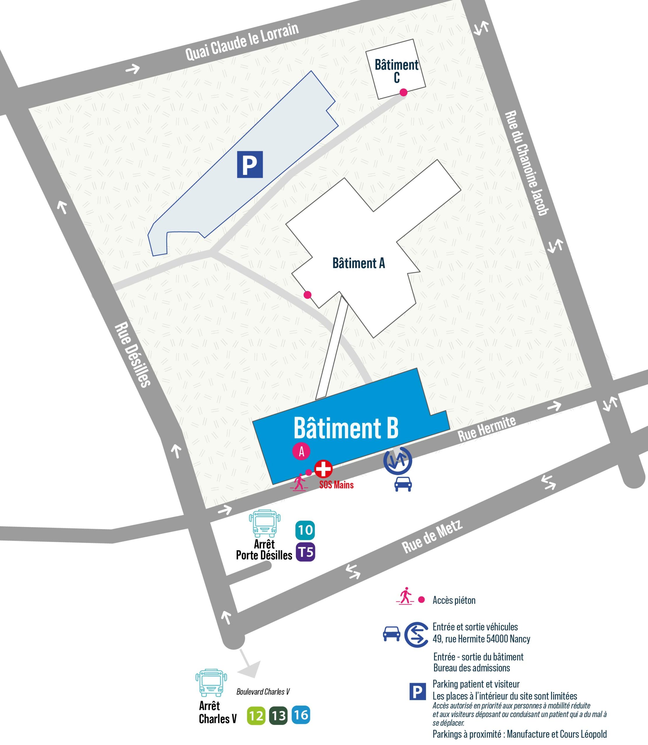 Plan du site — Bâtiment B – Centre chirurgical Émile Gallé