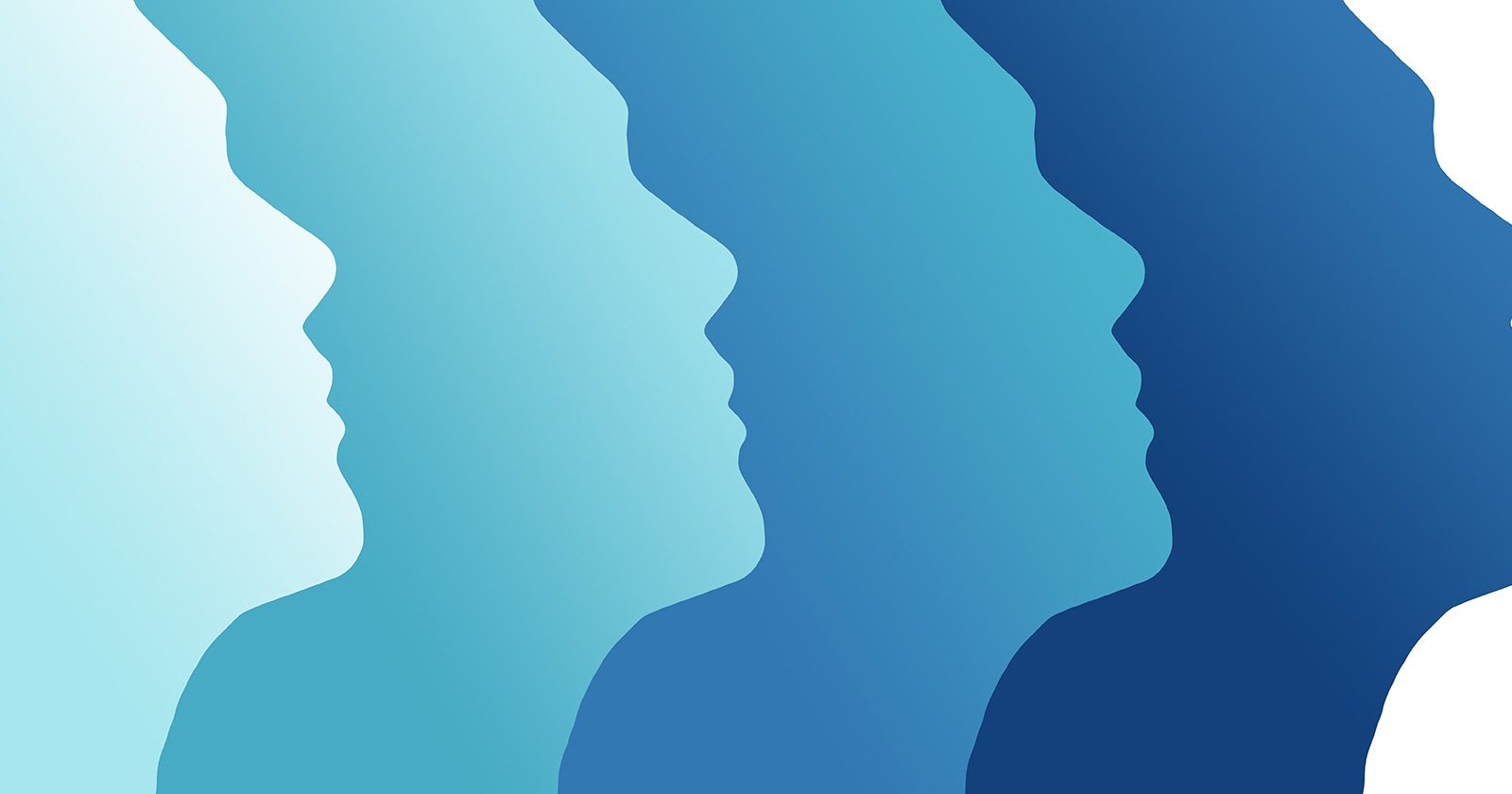 Illustration avec une rangée de visages en silhouettes