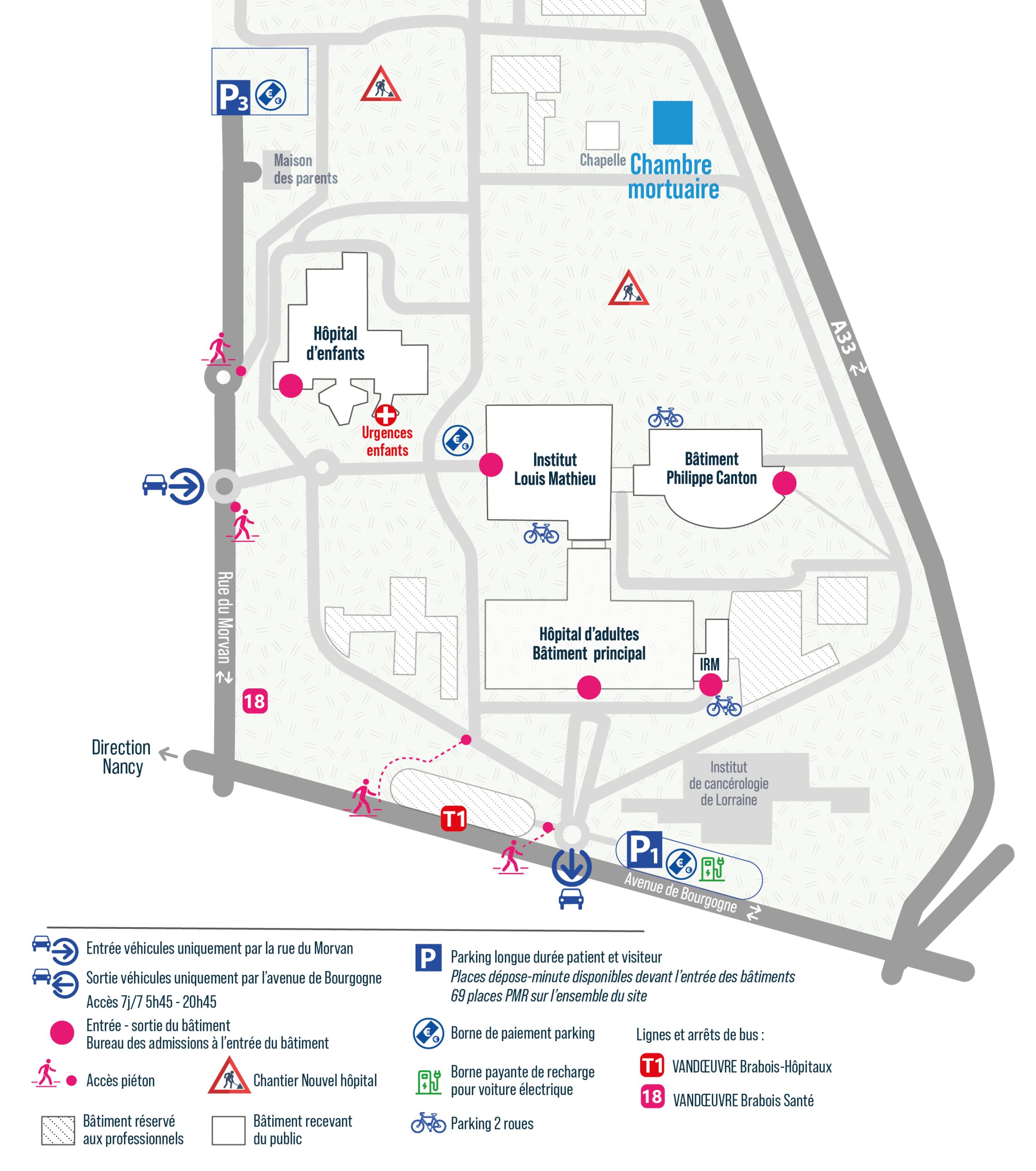 Plan du site — Chambre mortuaire – Hôpitaux de Brabois