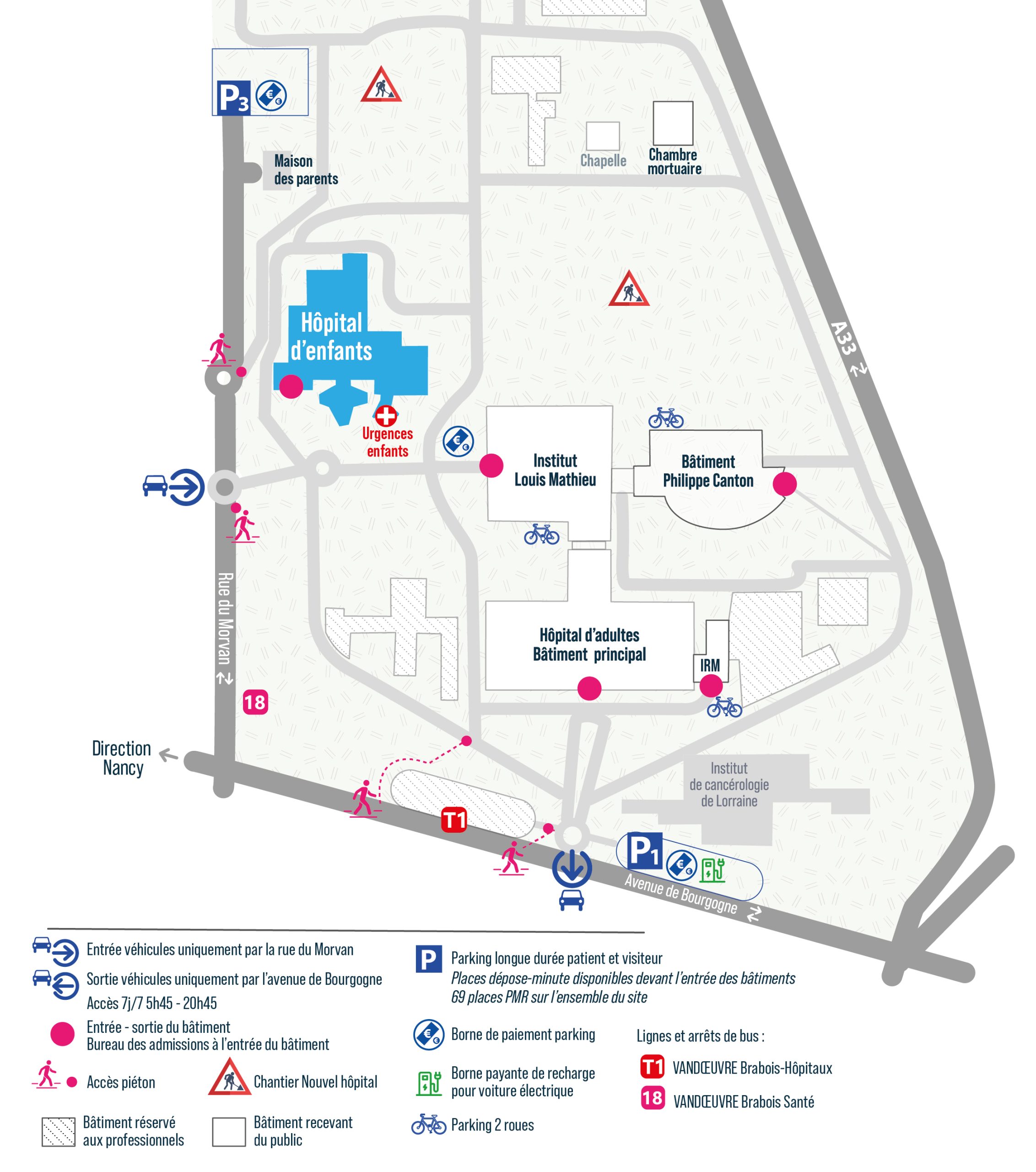 Plan du site — Hôpital d&rsquo;enfants – Hôpitaux de Brabois