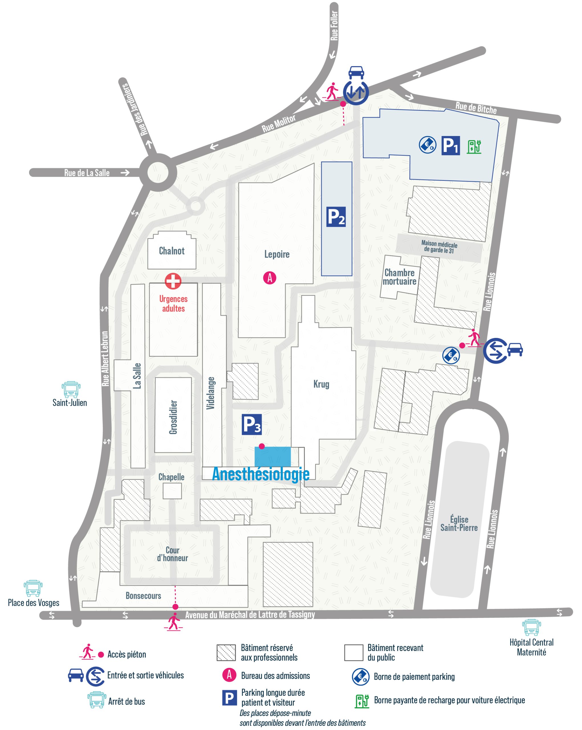 Plan du site — Bâtiment d&rsquo;anesthésiologie – Hôpital central