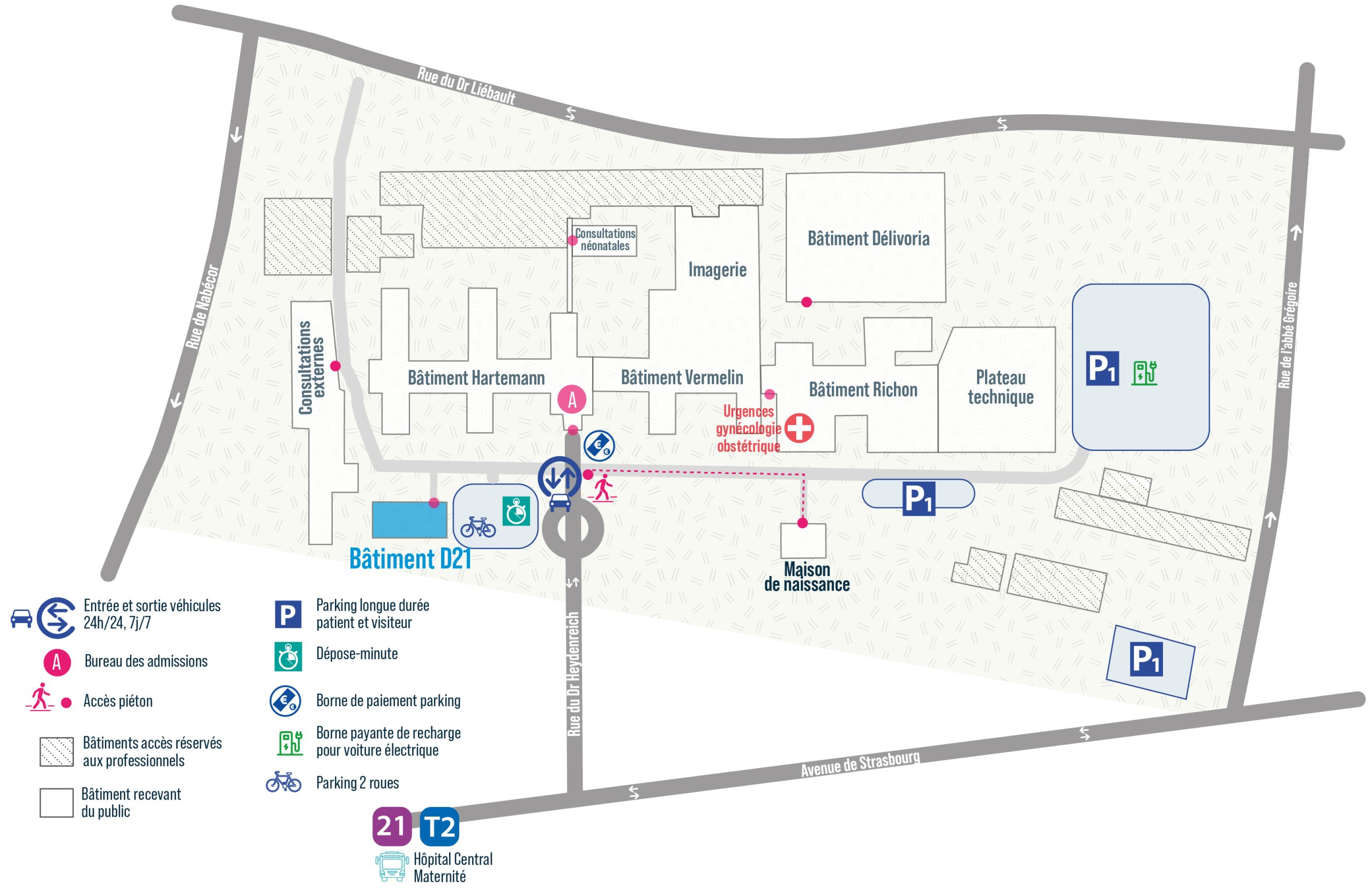 Plan du site — Bâtiment D21 – Maternité régionale