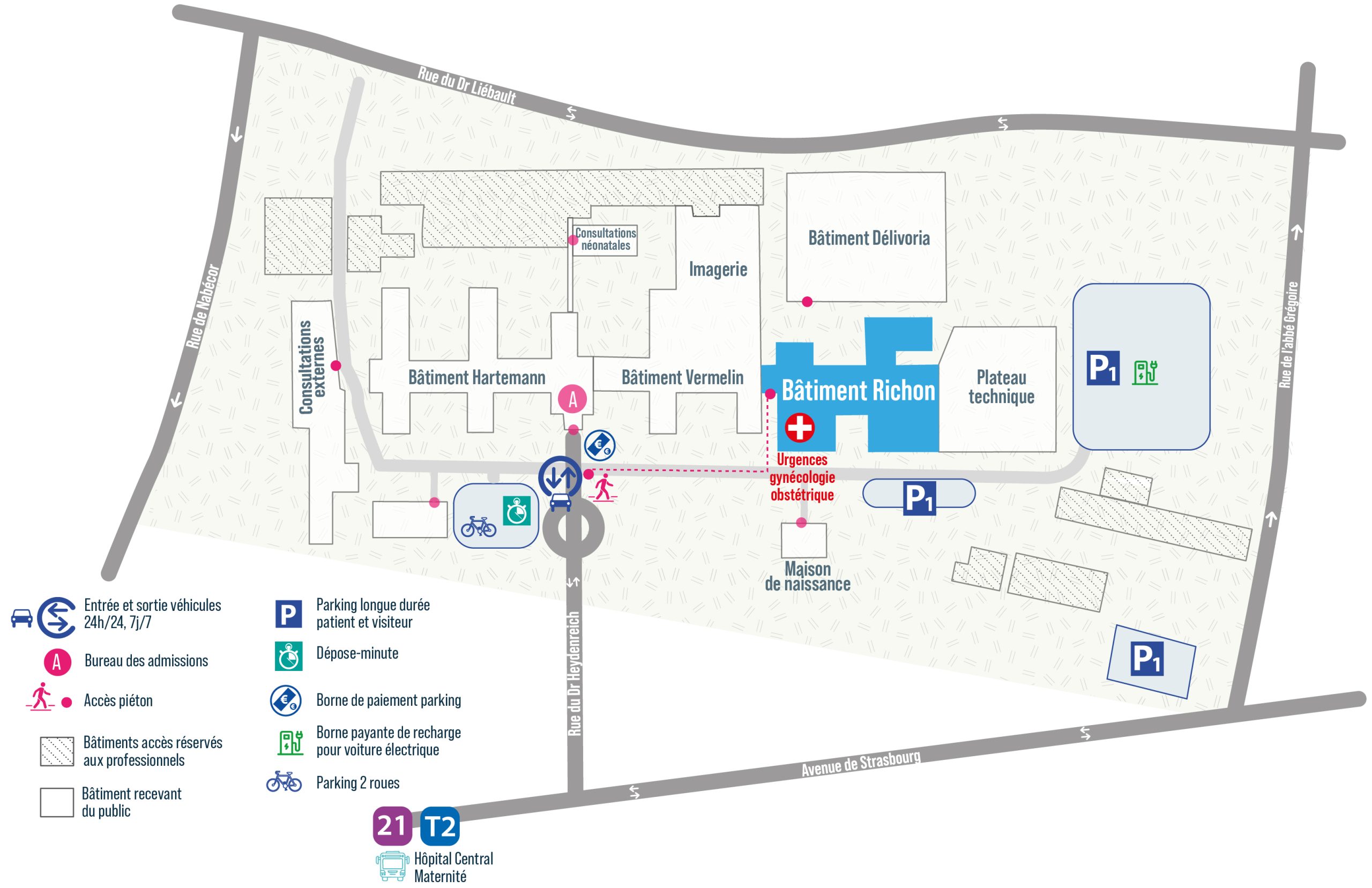 Plan du site — Bâtiment Richon – Maternité régionale