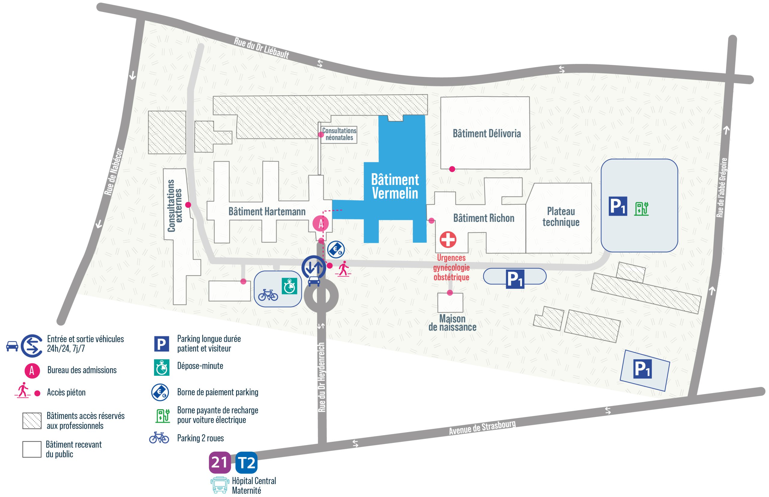 Plan du site — Bâtiment Vermelin – Maternité régionale