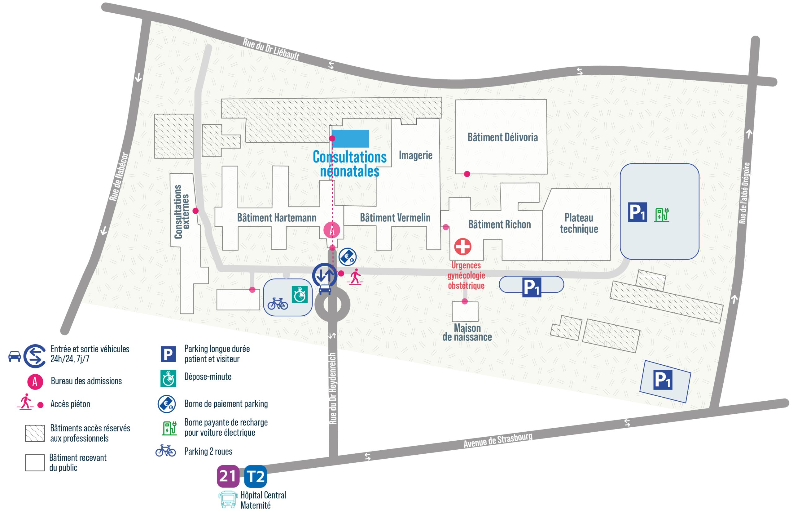 Plan du site — Bâtiment des consultations néonatales – Maternité régionale
