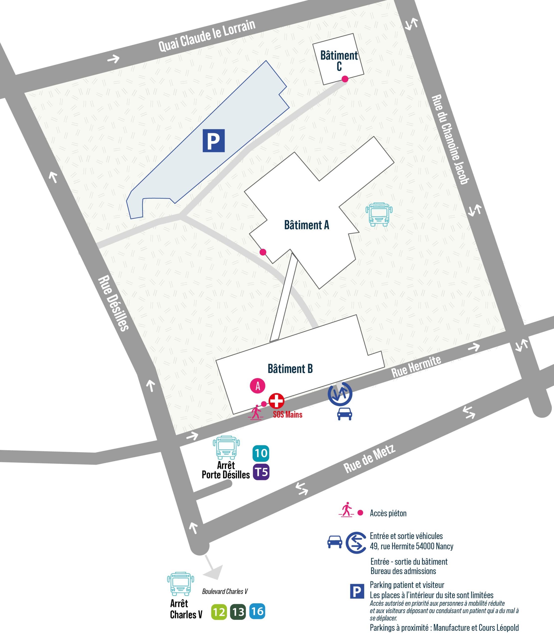 Plan du site — Centre chirurgical Émile Gallé